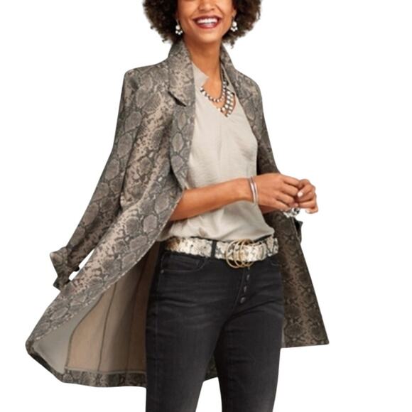 CAbi King Cobra Snake Skin Print Overcoat Tan and Black Size XXL - Picture 1 of 16